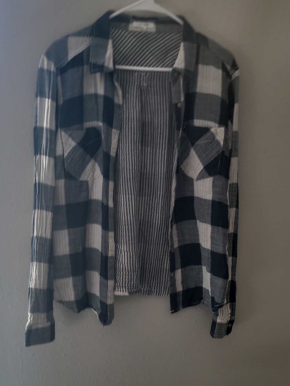 Maurices Black and White Striped Button Shirt